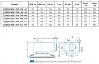 Габаритные размеры диффузоров 1DLRE, 2DLRE с камерами статического давления PLR