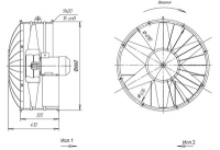 Габаритные и присоединительные размеры. Вентилятор ВО 16 – 280 № 6,3