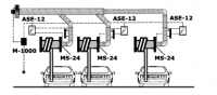 централизованная система удаления выхлопных газов, состоящая из 3-х вытяжных катушек «SER-650-75» с автоматическими заслонками «MD»