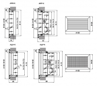 Габаритные размеры. Решетки АМН-К, АДН-К, АМР-К, АДР-К