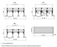 Габаритные размеры. Вентиляционные решетки АРС, АЛС, АВС