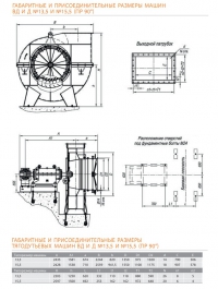 Габаритные и присоединительные размеры ВД №13,5 и №15,5 (пр 90°)