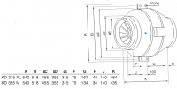 Габаритные размеры. Вентилятор KD 315 XL , KD 355 M