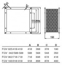 Габаритные размеры гибких квадратных соединительных вставок FGV