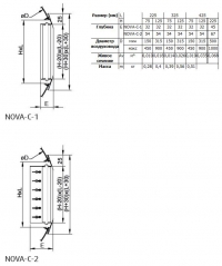 Габаритные размеры приточной решетки NOVA-C