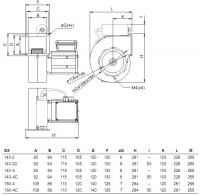 Габаритные размеры. Вентилятор EX