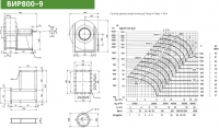 Диаграмма и габаритные размеры вентилятора ВИР800-9