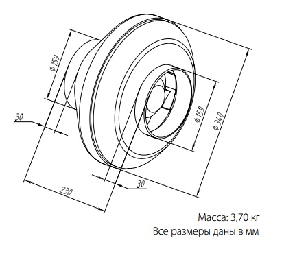 Габаритные размеры вентилятора WNK 160/1