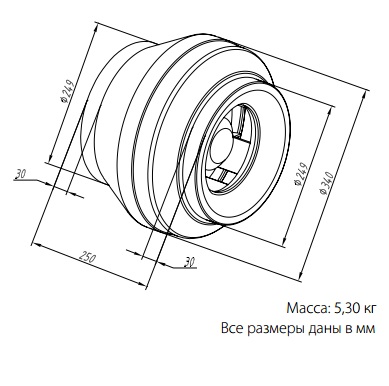 Габаритные размеры вентилятора WNK 250/1