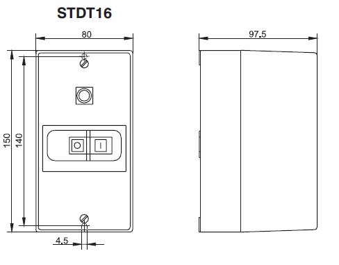Габаритные размеры защитных реле STDT 16