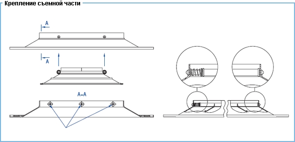 Монтаж и приединение решеток  ВР-ПКМ. Крепление съемной части.