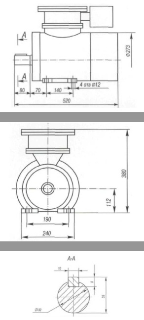 Габаритные размеры. Электродвигателей 3В 112, 3ВР 112