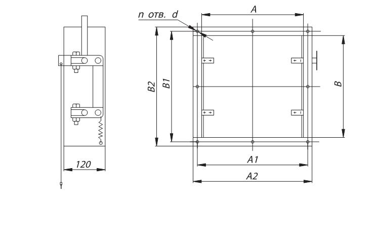 схема габаритных размеров вертикального клапана