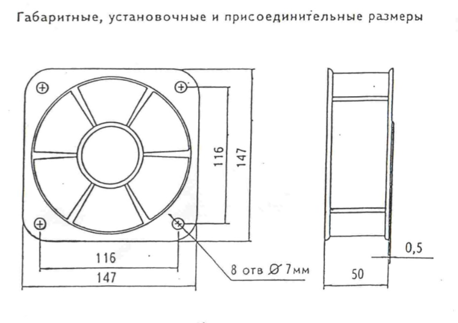 Габаритные размеры вентилятор Варион