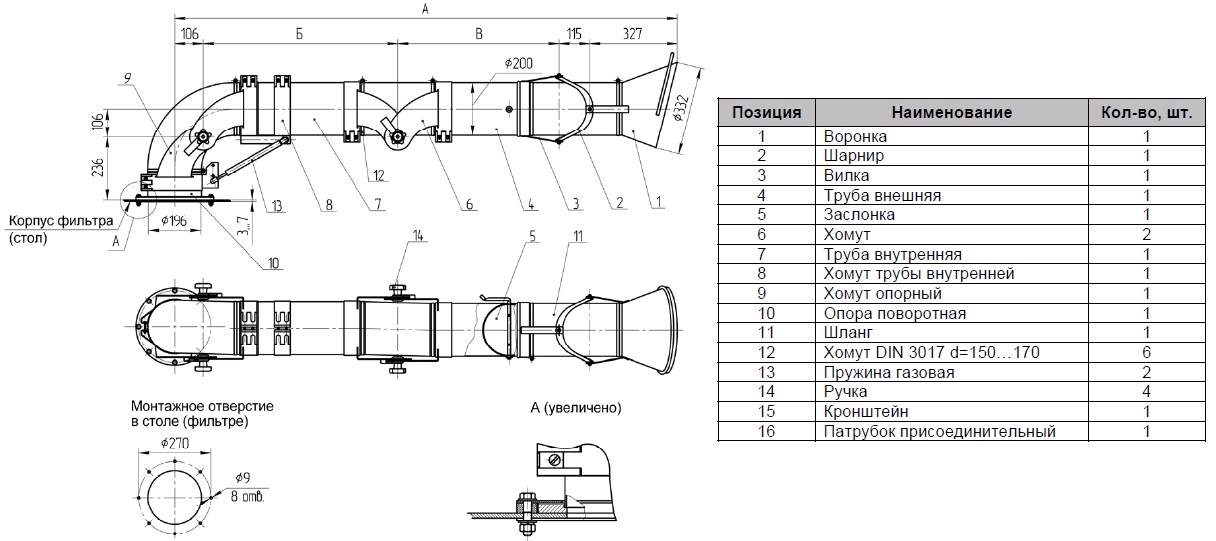 Техническое описание вытяжного устройства «KUA-200-SP»