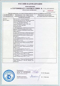 Приложение к сертификату соответствия (4) вентилятора MNF