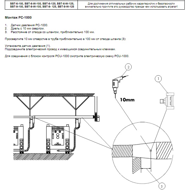 Инструкция по монтажу (Пряморельсовая вытяжная система SBT) Монтаж PC-1000