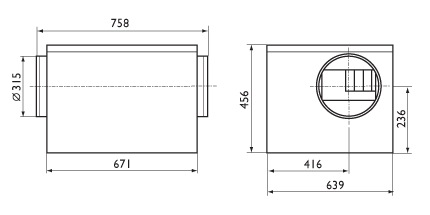Габаритные размеры. Вентилятор серии IRB 315 EC