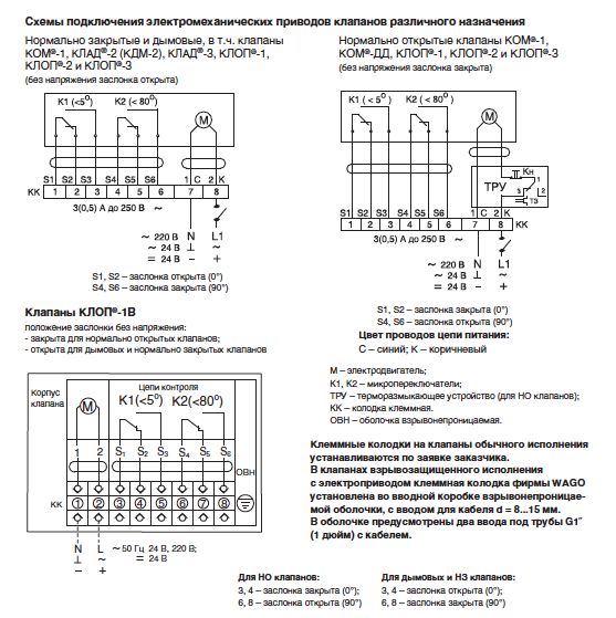 Схемы подключения клапана КЛОП-1
