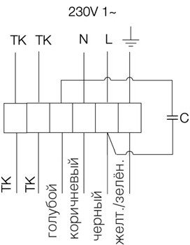 Схема подключения. Вентилятор KVK 200, KVK 250, KVK 315, KVK 355, KVK 400, KVK 500