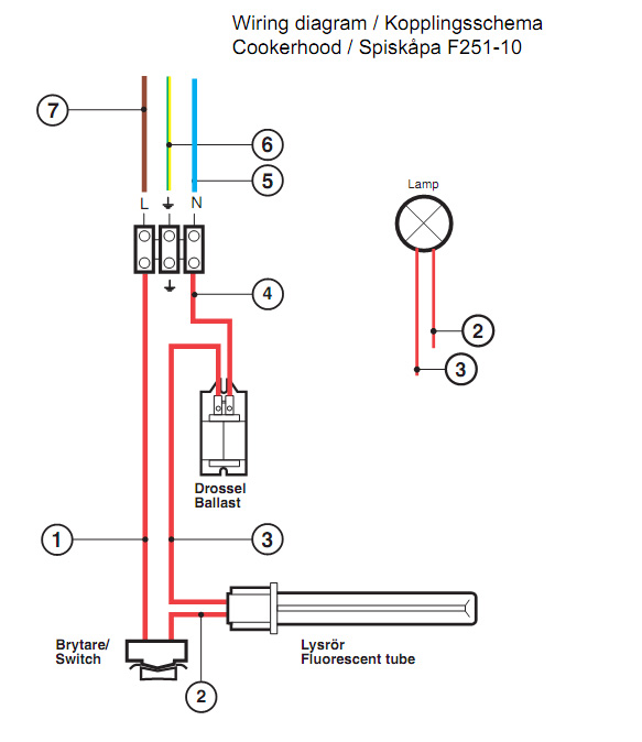 Схема подключения вытяжного зонта F251-10