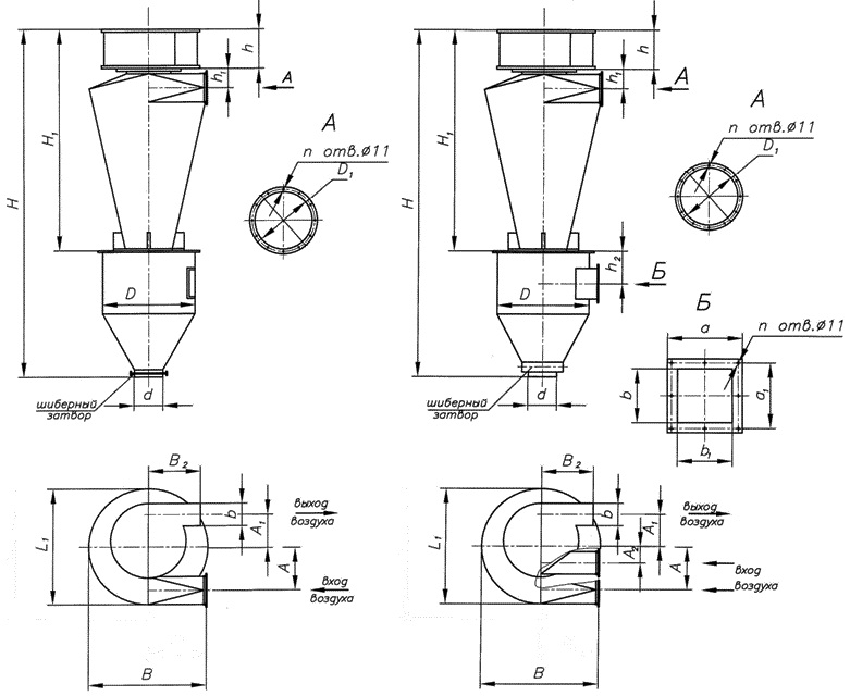 Схема циклона СИОТ-М и СИОТ-М1