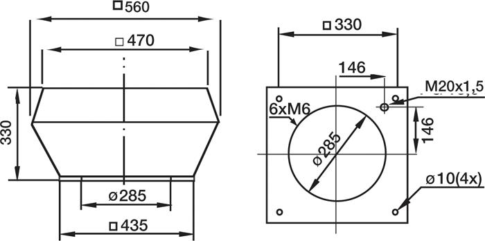 Габаритные размеры. Крышный зонт LGV 310-311